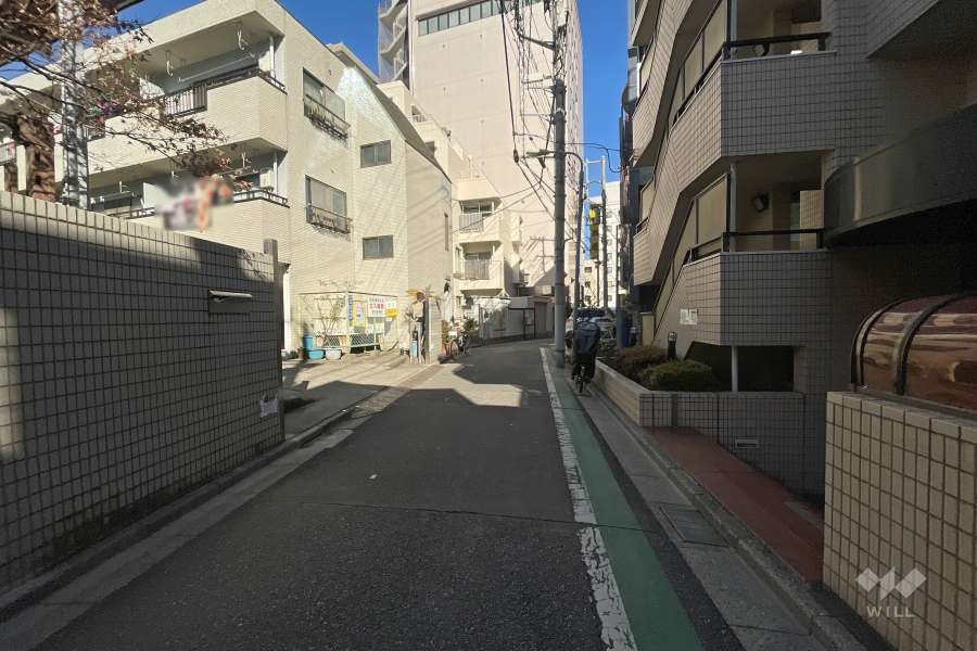 敷地西側の前面道路