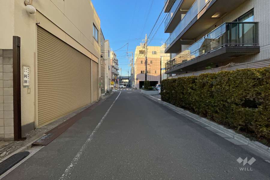 敷地西側の前面道路