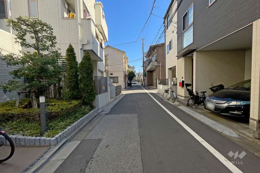 敷地南側の前面道路（西側から）