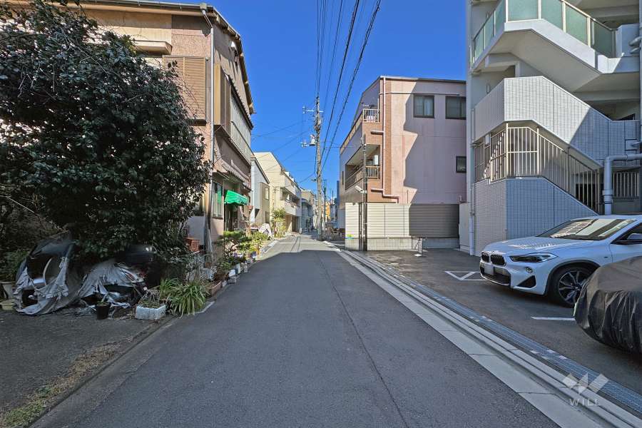 敷地の西側前面道路（南側から）