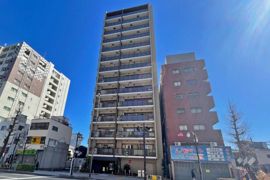 プレシス東京三ノ輪の外観（南西側から）