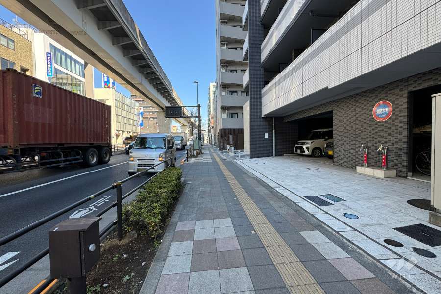 敷地の西側前面道路（南側から）