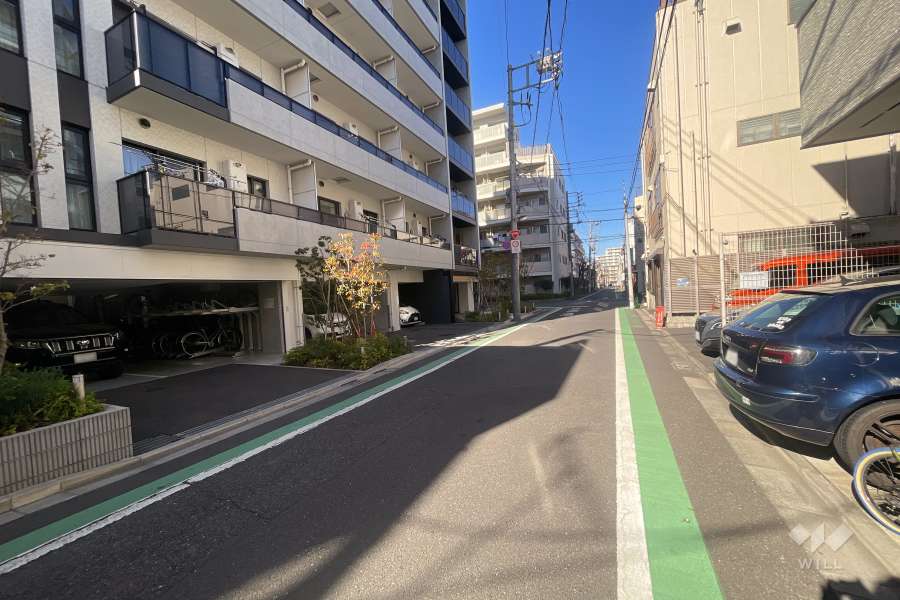 敷地東側の前面道路（南側から）