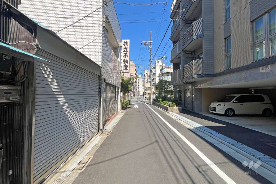 敷地北側の前面道路(西側から)