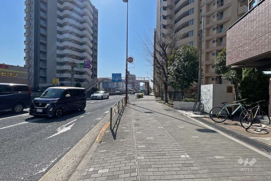 敷地東側の前面道路（北側から）