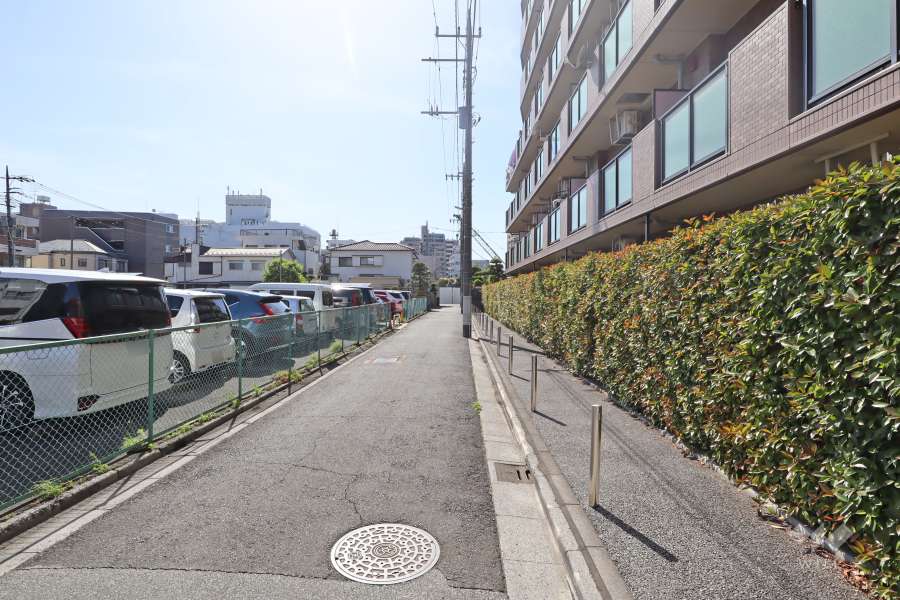 敷地南側の前面道路（東側から）