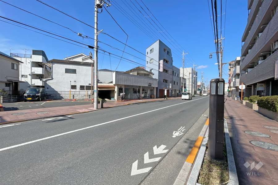 敷地南西側の前面道路（南東側から）