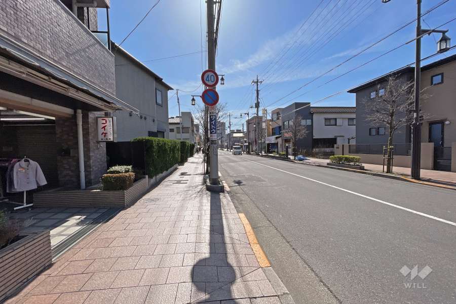 敷地南西側の前面道路（北西側から）