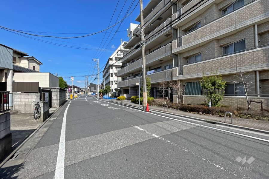 敷地西側の前面道路（南側から）
