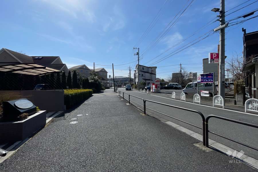 敷地の南側前面道路（西側から）