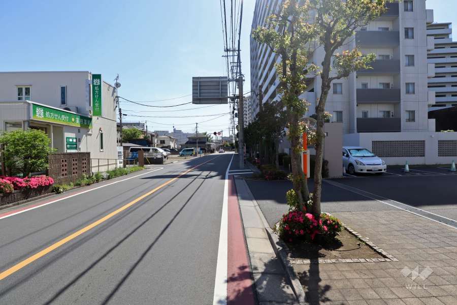 敷地南東側の前面道路(北東側から)