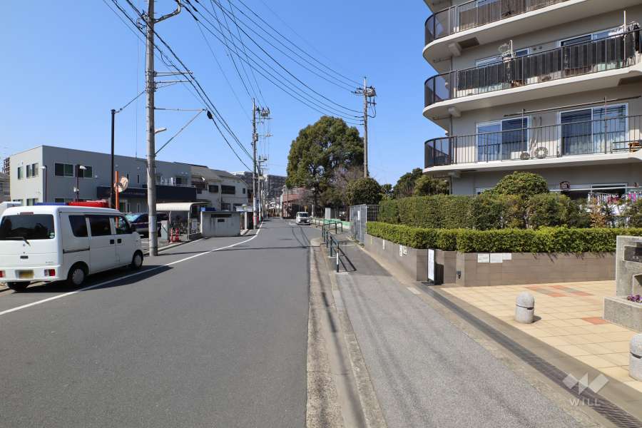 敷地南西側の前面道路（南東側から）