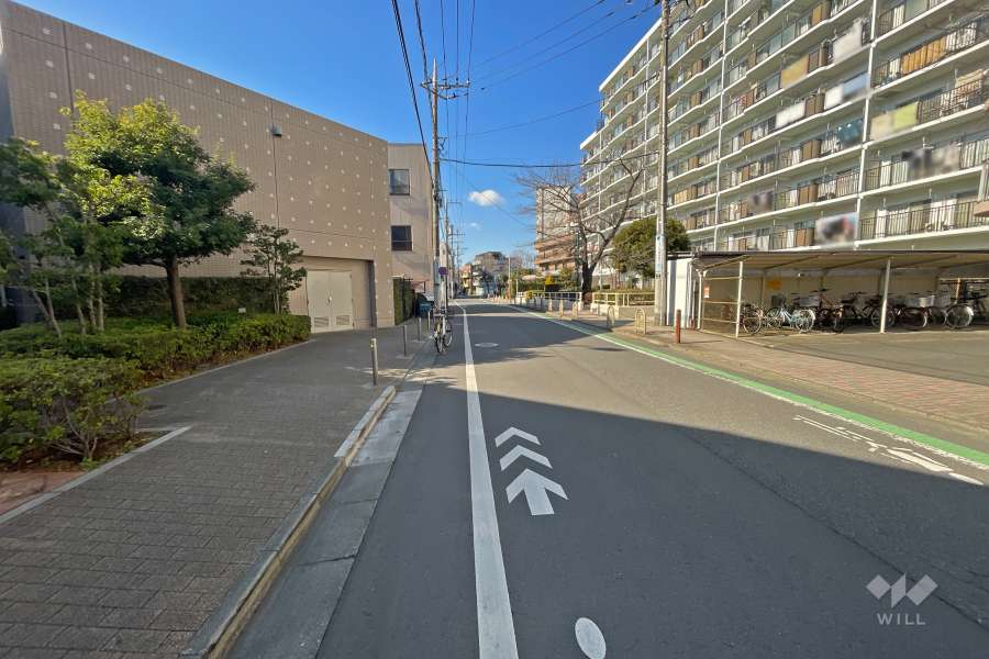 敷地南西側の前面道路（南東側から）