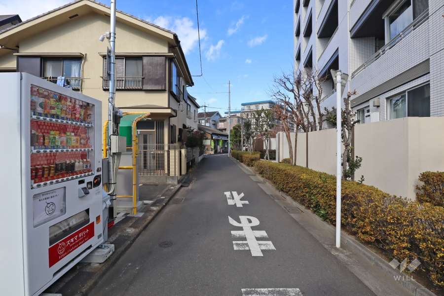 敷地西側の前面道路(南側から)