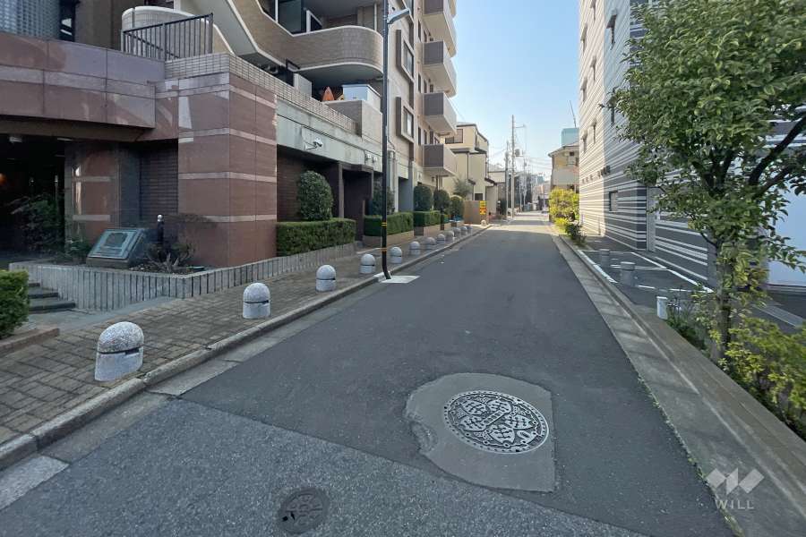 敷地西側の前面道路