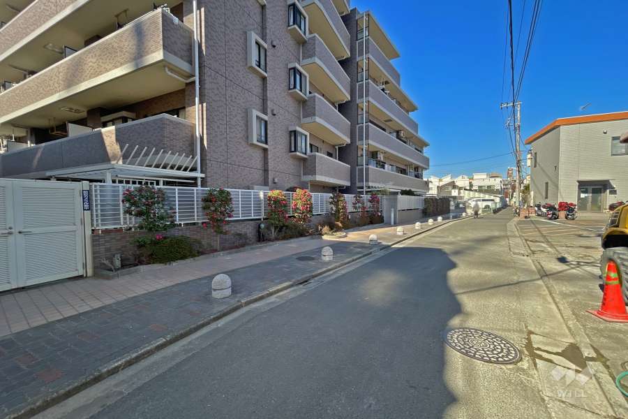 敷地東側の前面道路（南側から）