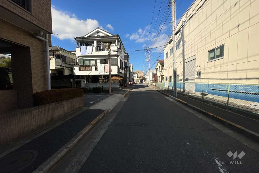 敷地の南側前面道路（西側から）