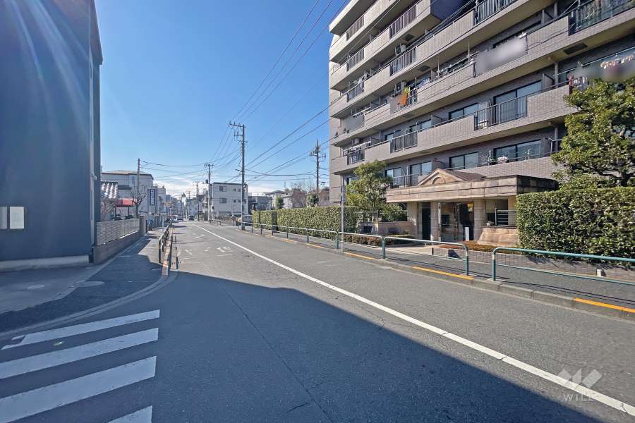 敷地の南側前面道路（東側から）