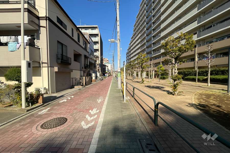 敷地西側の前面道路(南側から）