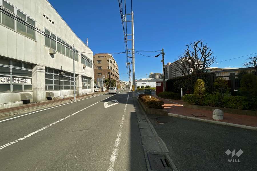 敷地北東側の前面道路（北西側から）