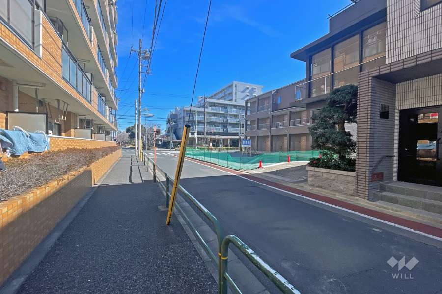 敷地の南側前面道路（西側から）