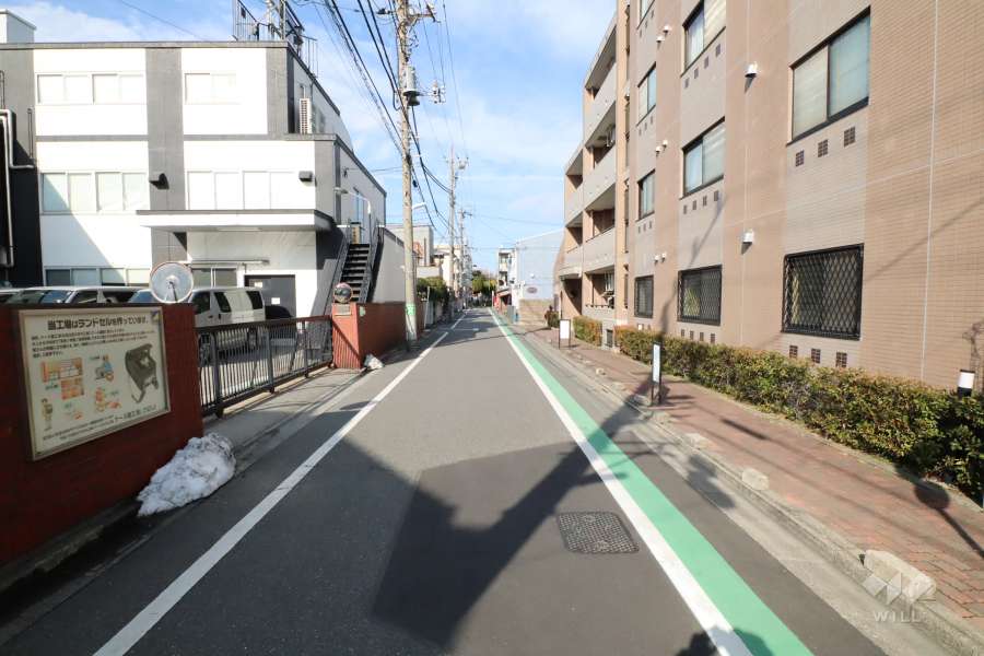 敷地西側の前面道路（南側から）