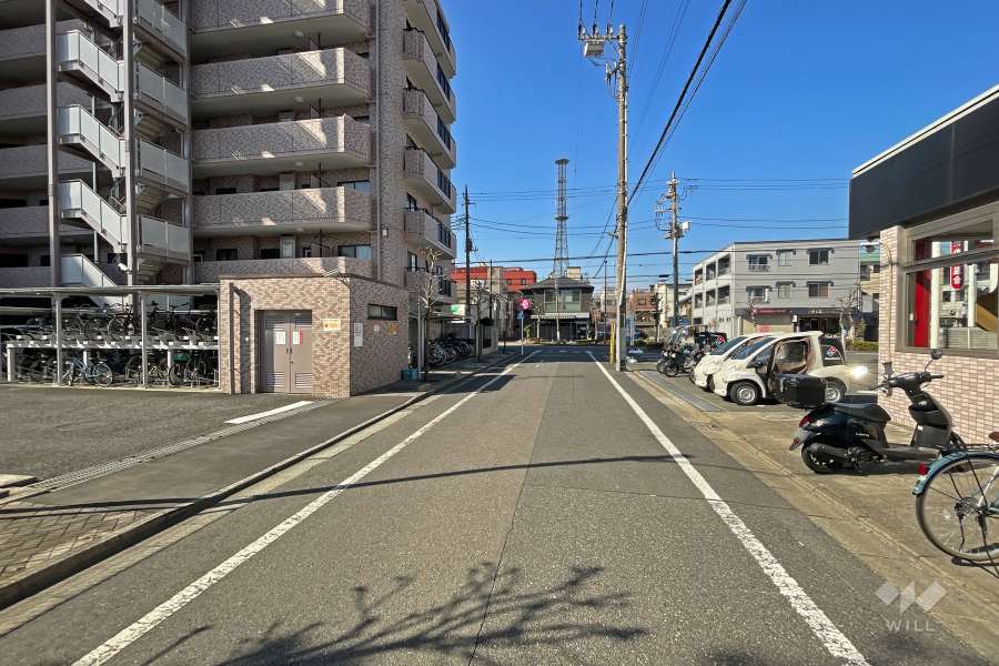 敷地西側の前面道路（南側から）