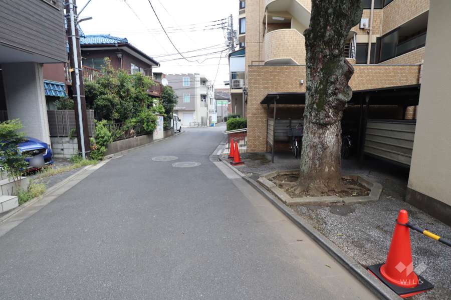 敷地北側の前面道路（西側から）