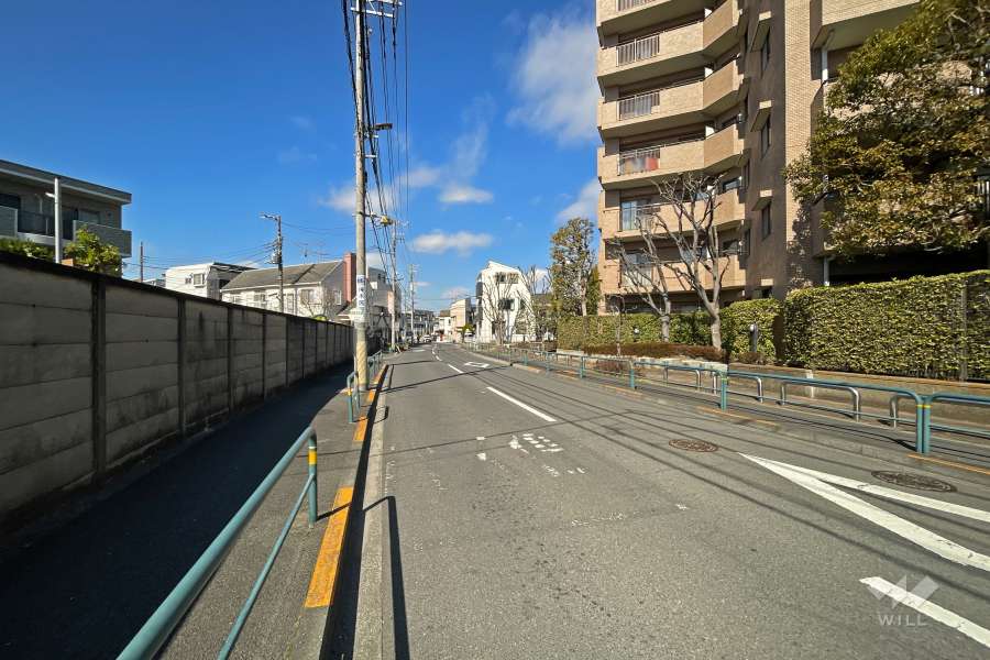 敷地南西側の前面道路（南東側から）