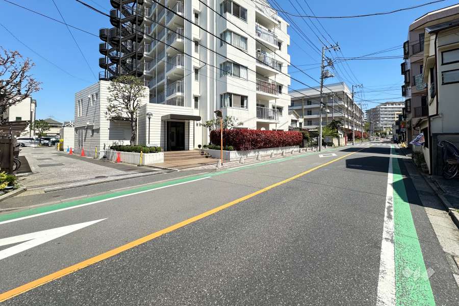 敷地の南側前面道路（西側から）