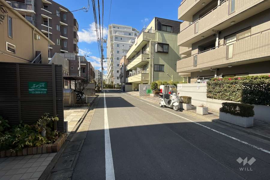 敷地の南側前面道路（東側から）
