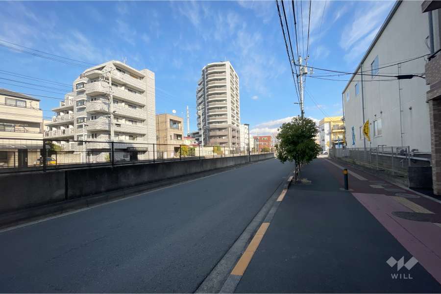 敷地北東側の前面道路（北西側から）