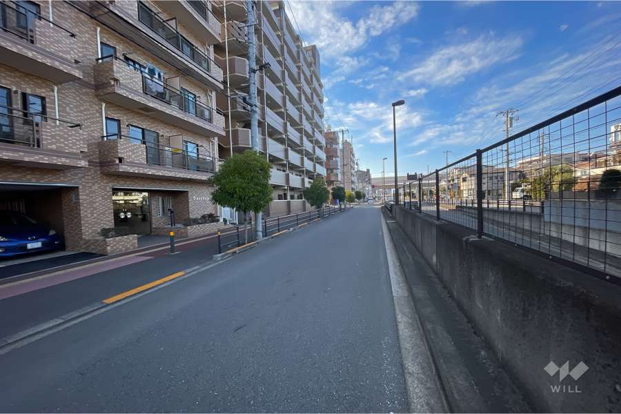 敷地北東側の前面道路（南東側から）