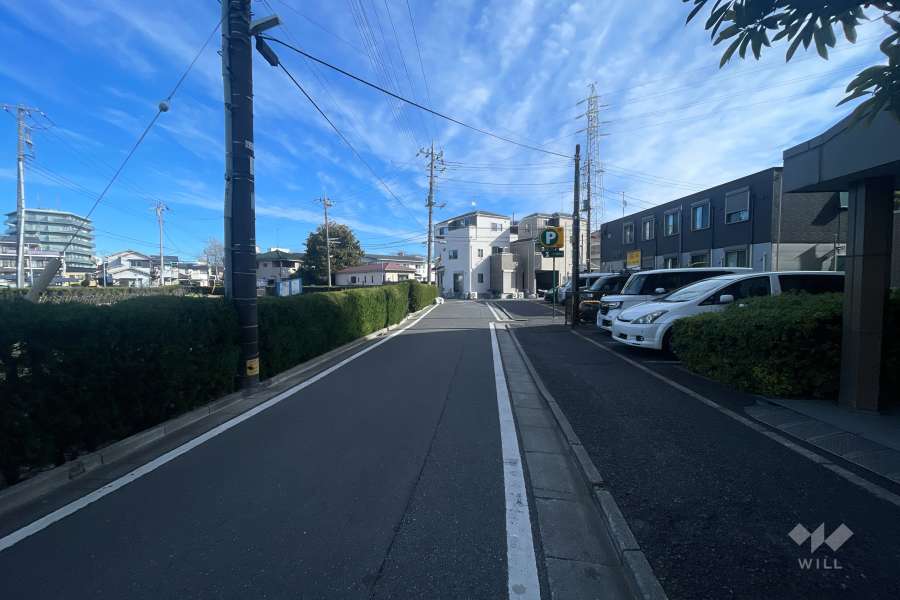 敷地の北西側前面道路（南西側から）