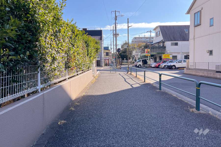 敷地西側の前面道路（北側から）