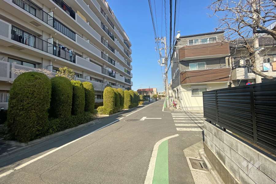 敷地東側の前面道路（南側から）