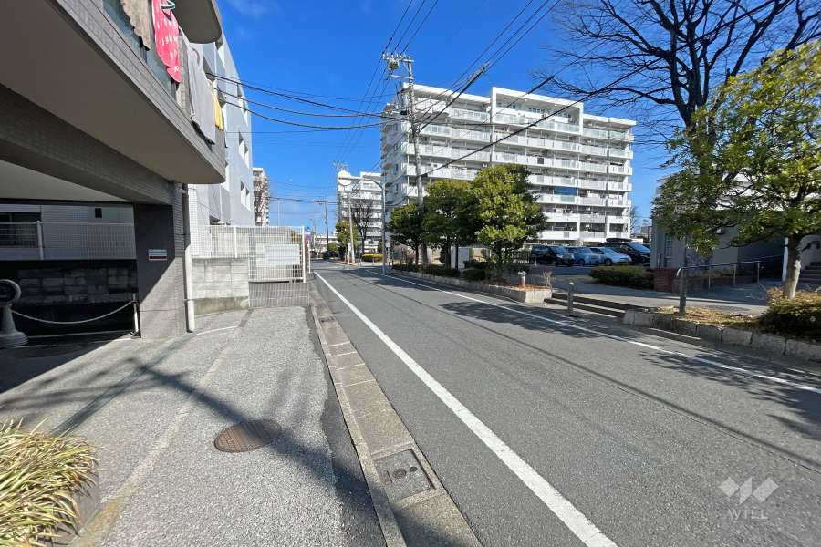 敷地東側の前面道路（南側から）