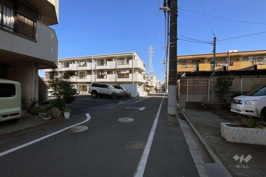 敷地の南側前面道路（東側から）