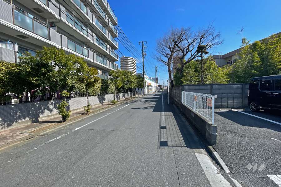 敷地南側の前面道路（西側から）