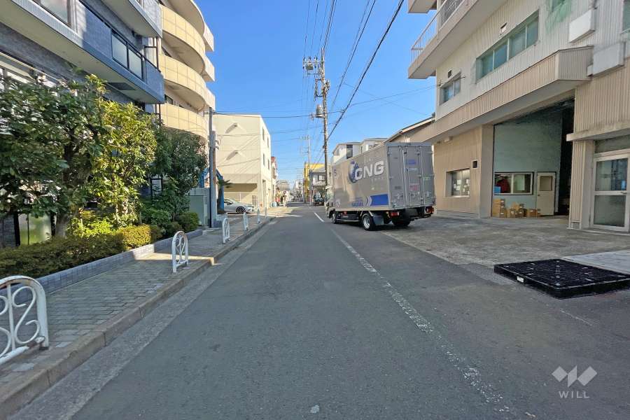 敷地南側の前面道路（西側から）