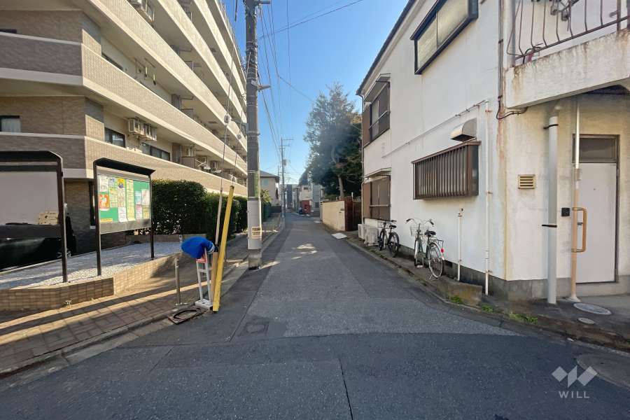 敷地南側の前面道路（西側から）