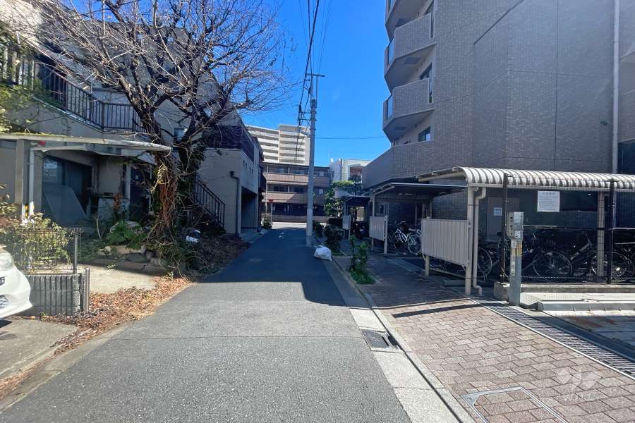 敷地北側の前面道路（西側から）