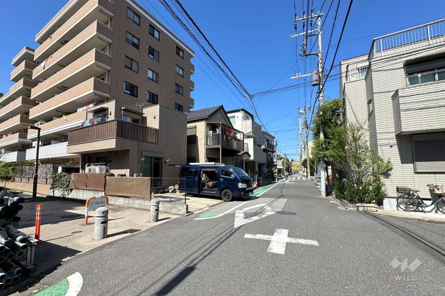 敷地の南東側前面道路（南西側から）