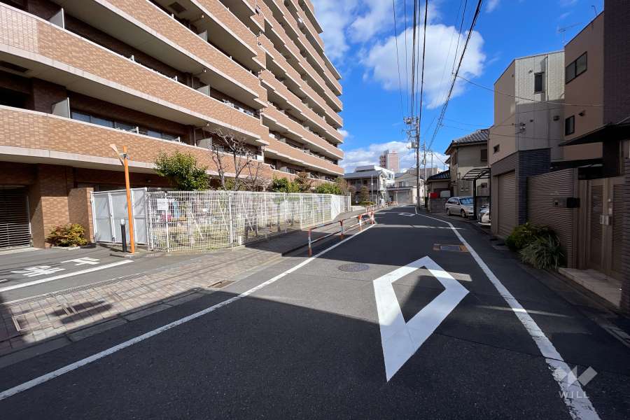 敷地南側の前面道路（西側から）