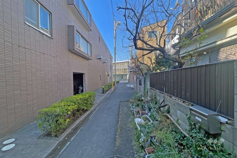 敷地の西側前面道路（北側から）