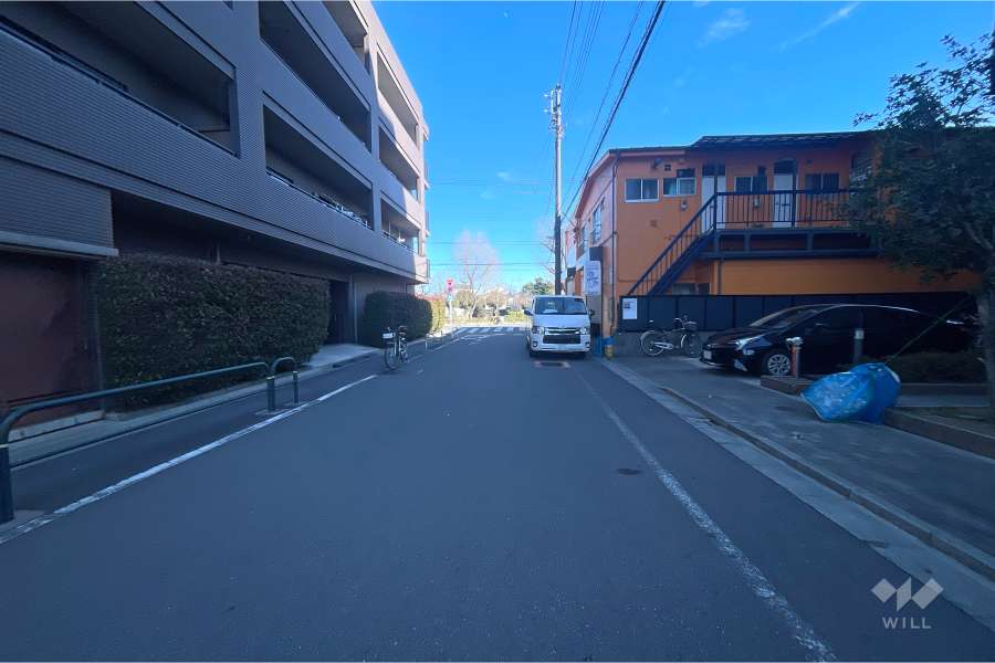 敷地北側の前面道路（西側から）