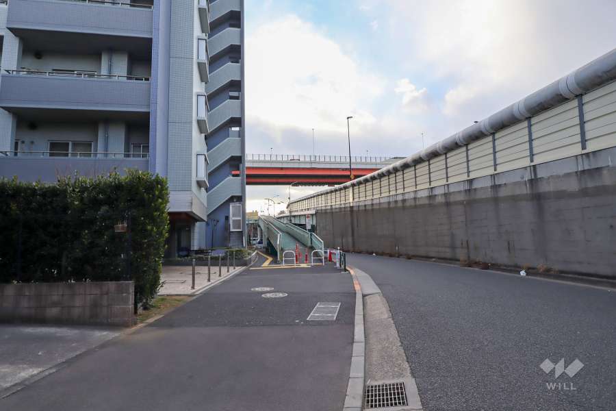 敷地の北西側前面道路（北東側から）