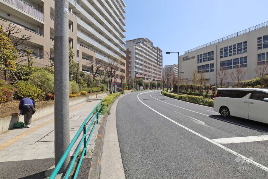 敷地南西側の前面道路（北西側から）