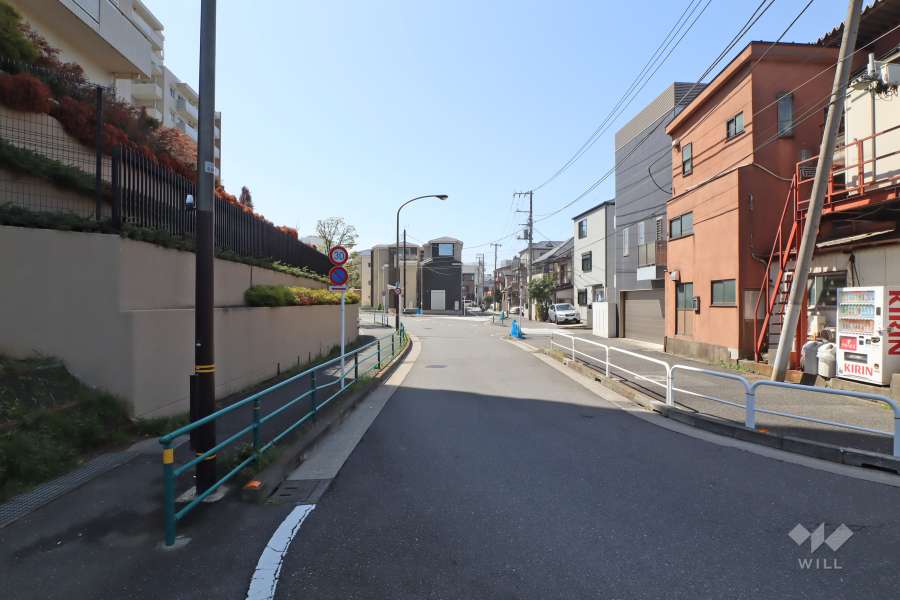 敷地西側の前面道路（北側から）