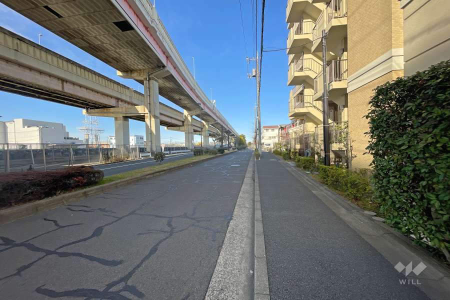 敷地西側の前面道路（南側から）